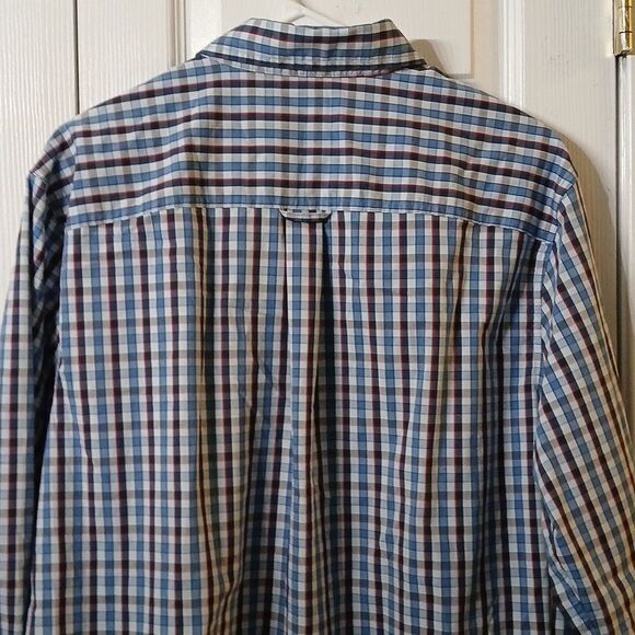 Chaps Stretch Easy Care blue plaid long sleeve button down shirt  Sz L NWOT - Picture 6 of 9